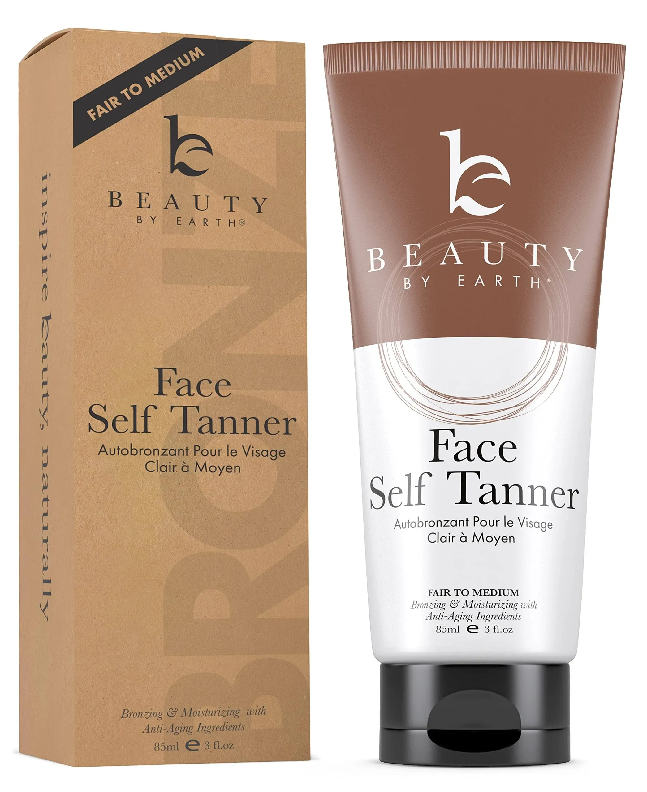 Beauty By Earth, Face Self Tanner, Sunless Tanning Lotion, Fair To Medium, 3 fl oz (85 ml)