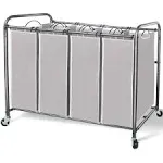 4 Section Laundry Sorter Hamper Cart with Removable Bags Portable Waterproof New