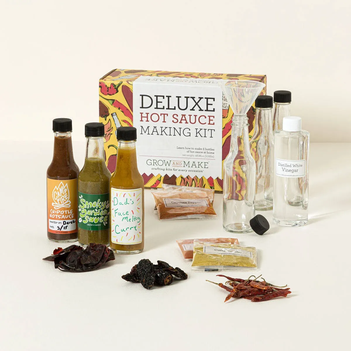 Grow and Make Deluxe DIY Hot Sauce Making Kit - Learn How to Make 6 Spicy Sauces