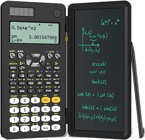 Upgraded 991ES Plus Scientific Calculator, ROATEE Professional 3-Line Display Scientific Calculators with Erasable LCD Writing Tablet, Solar Battery Power,Desktop Calculator with Notepad for School