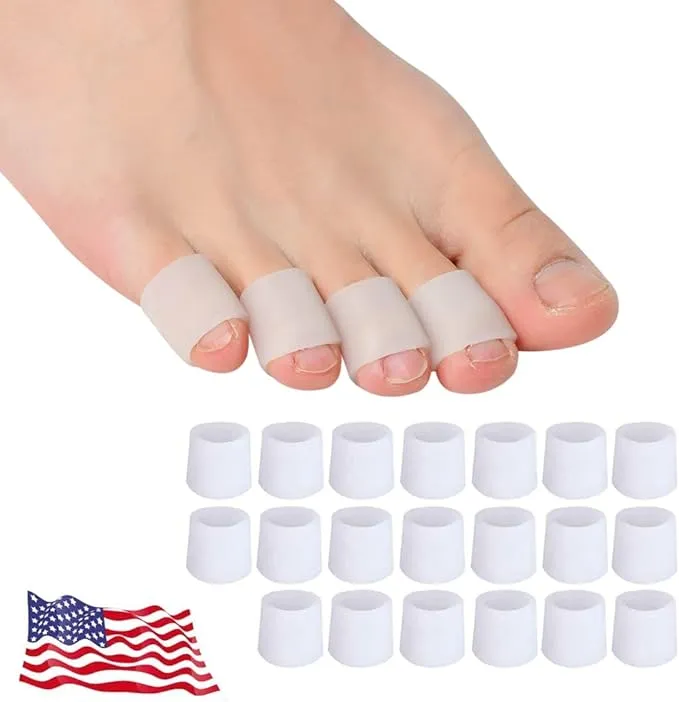 Gel Toe Protectors, Open Toe Sleeves Toe Tubes Toe caps (20 PCS),NEW MATERIAL, Great for Bunion Blisters, Corns, Hammer Toes, Toenails Loss, Friction Pain Relief and More. (for Pinky Toes)