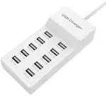 Usb Charger Usb Wall Charger with Rapid Charging Auto Detect Technology Safety Guaranteed 10-Port Family-Sized Smart