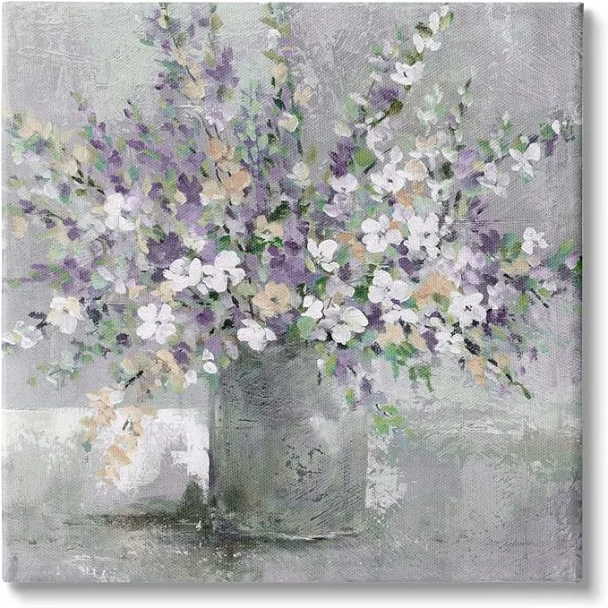 Stupell Industries Blossoming Aster Flower Bouquet Soft Purple Bouquet Painting Framed Wall Art