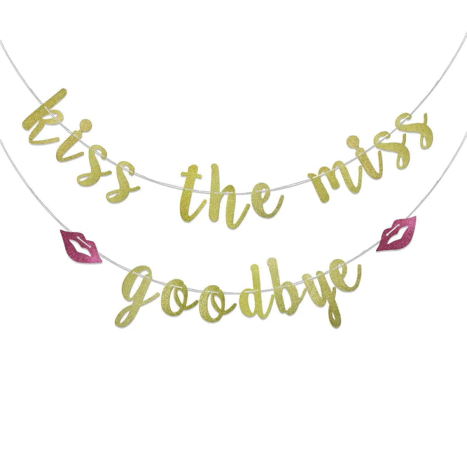 Kiss The Miss Goodbye Banner for Bachelorette Party Decorarion Wedding Bridal...