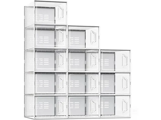 See Spring XX-Large Shoe Storage Box Fit Size 13, Clear Plastic Stackable Shoe Organizer for Closet, Space Saving Sneaker Shoe Rack Containers Bins HO