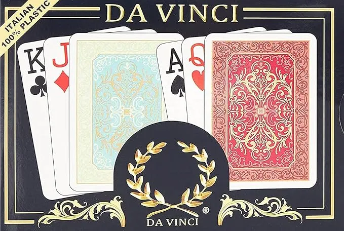 DA VINCI Persiano, Italian 100% Plastic Playing Cards, 2-Deck Set Poker Size Jumbo Index, with Hard Shell Case and 2 Cut Cards