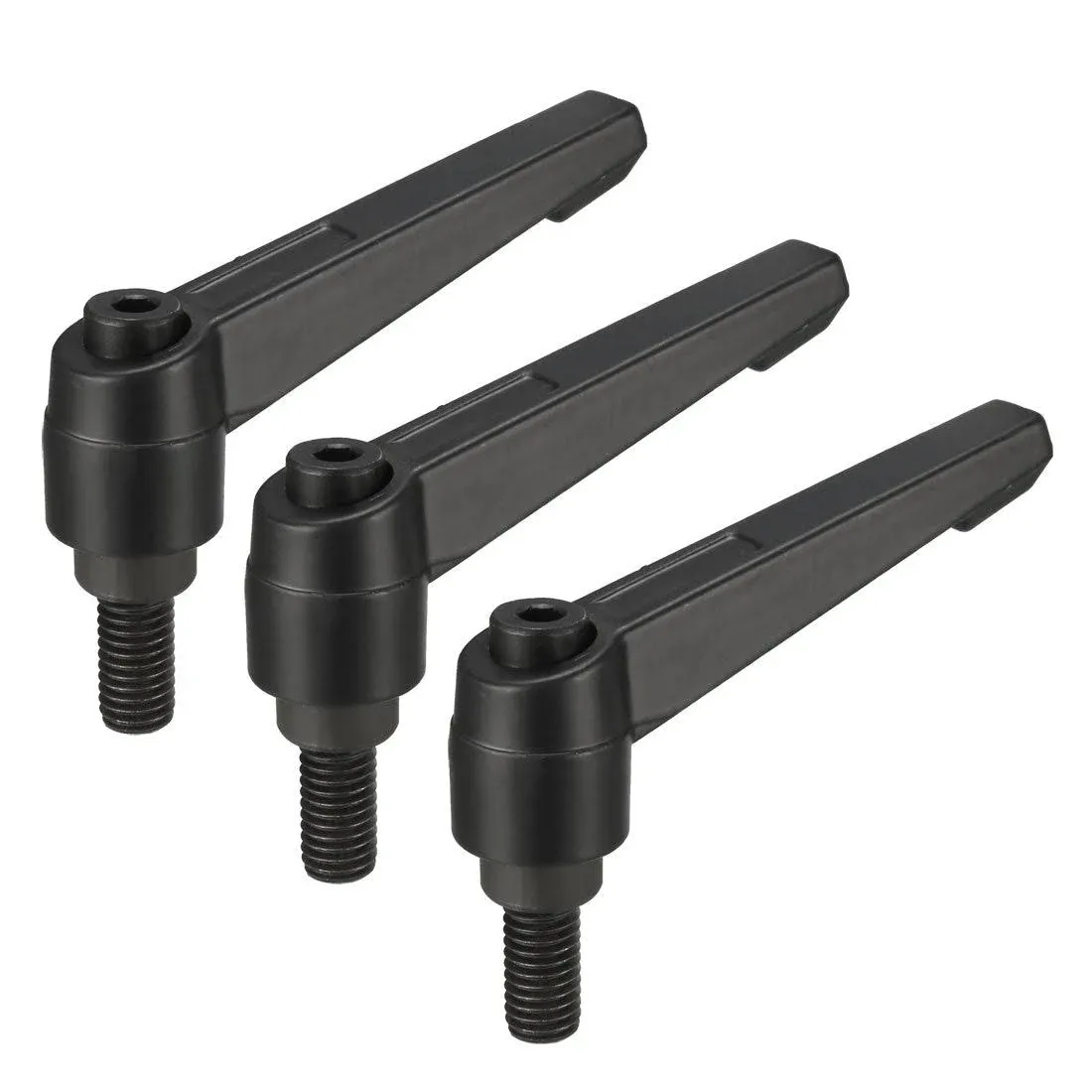 uxcell M8 x 15mm Handle Adjustable Clamping Lever Thread Push Button Ratchet Male Threaded Stud Knobs Locking Rotating Screw Handles Quick Release Bolt Black 3pcs