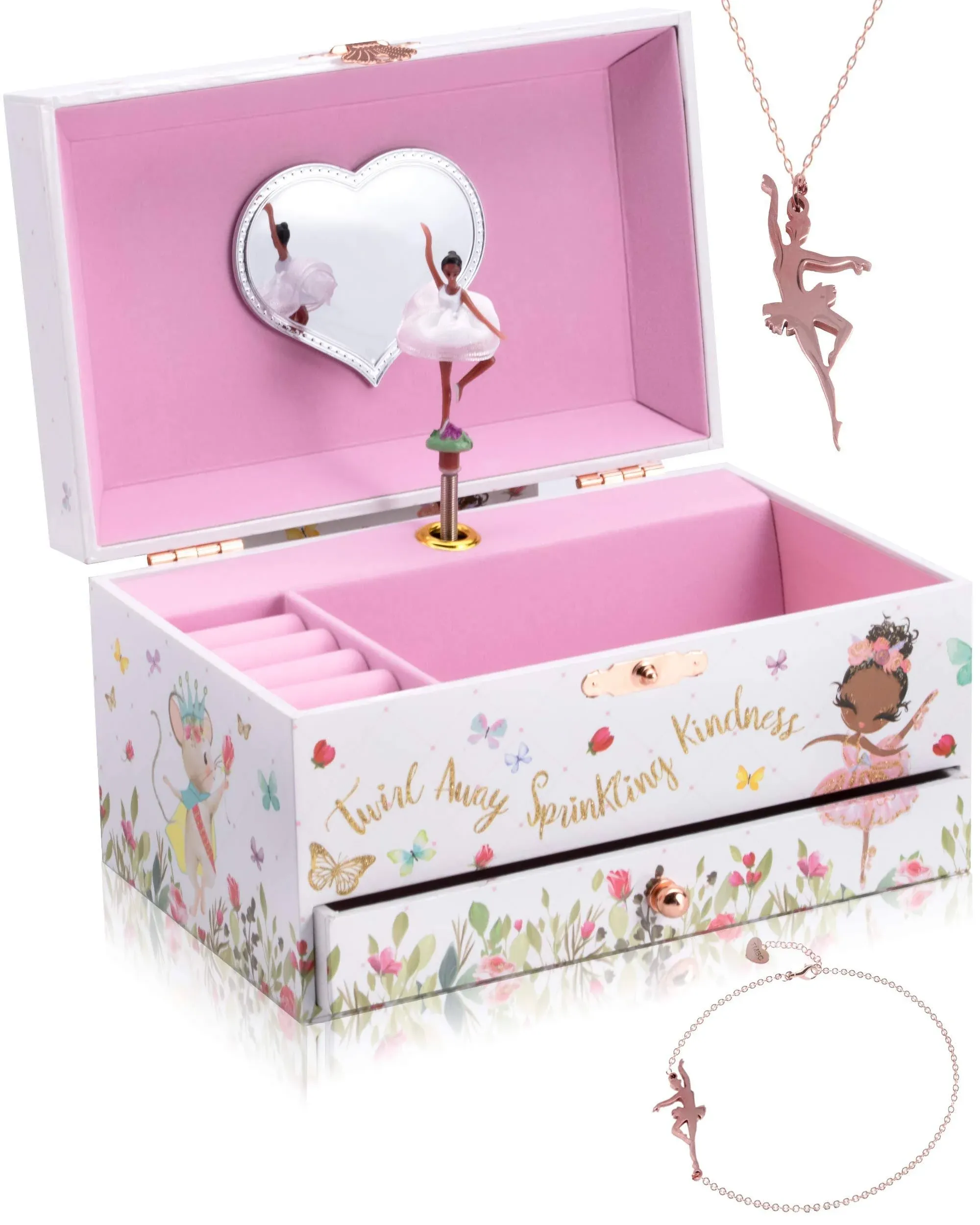 Memory Building Co. Ballerina Jewelry Box Set for Kids - Age 6+ Gifts