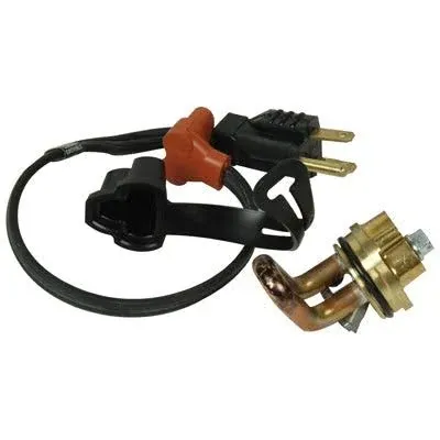 Engine Heater - 600W 120V, 1-1/4in. Plug Brass Adapter Allis, International, Massey, Perkins