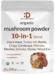 Deal Supplement Organic Mushroom Powder Supplement 12oz 10 in 1 Active Blend Shiitake Lions Mane Cordyceps Chaga with M