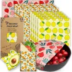 Reusable Beeswax Wrap - 9 Pack Eco-Friendly Beeswax Wraps for Food, Organic, Sus