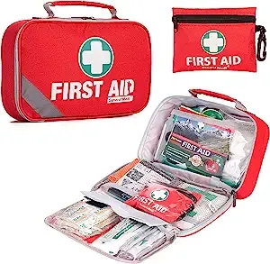 General Medi 2-in-1 First Aid Kit (215 Piece Set) + 43 Piece Mini First Aid Kit -Includes Ice(Cold) Pack, Moleskin Pad and Emergency Blanket for Travel, Home, Office, Car, Workplace