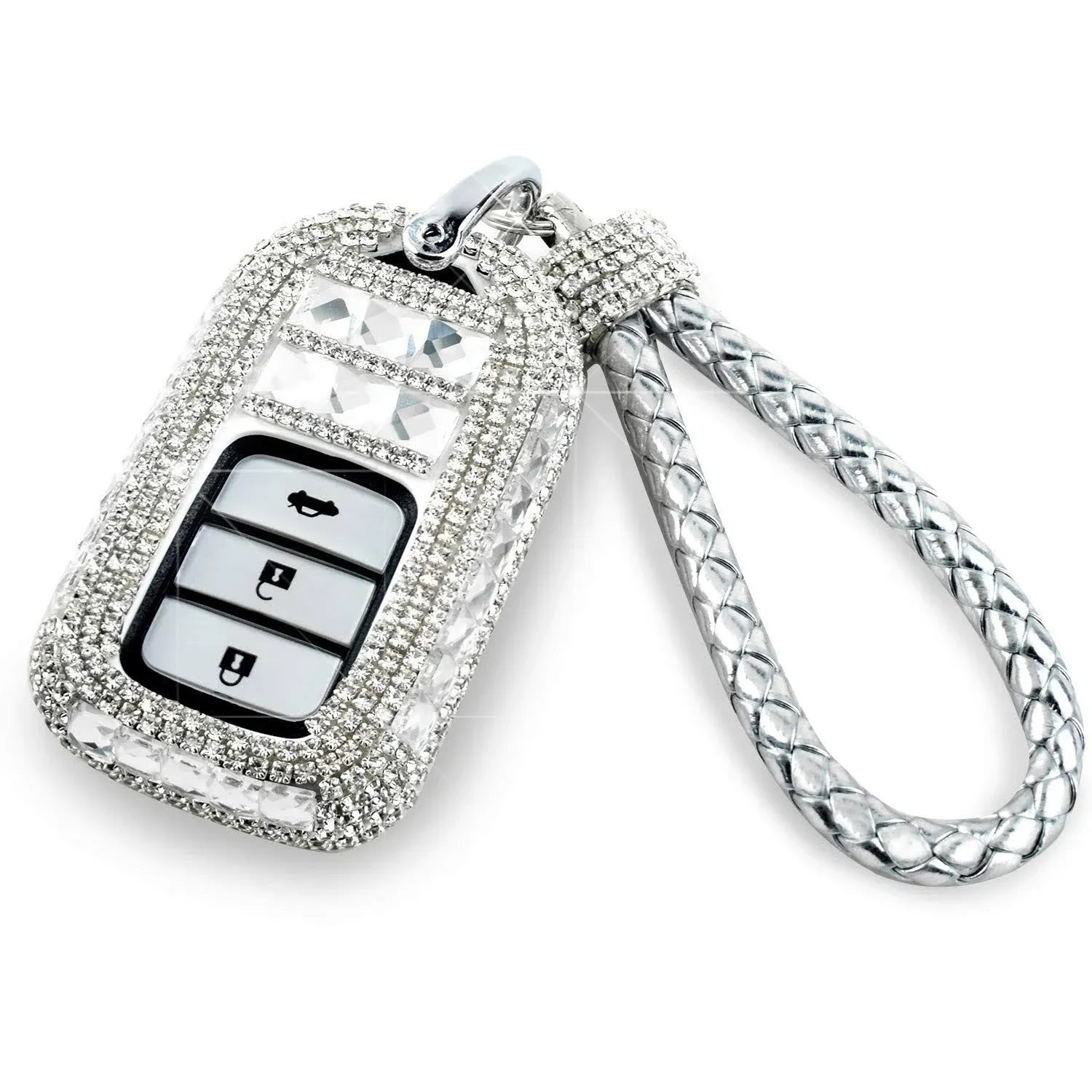 Car Key Shell Fob Key Cover with Bling Rhinestones For Honda Civic Accord CRV HRV