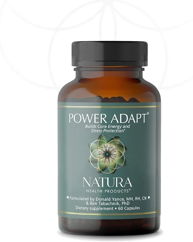 Natura Health Products Power Adapt Supplement - Deep Adrenal And Endocrine Support - Featuring Ashwagandha, Ginseng, Rhodiola Rosea Root Ext. And Cordyceps (60 capsules)