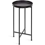 Kate and Laurel Celia Round Metal Foldable Tray Accent Table (Black)