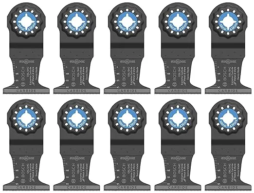 BOSCH OSL134C-10 10-Pack 1-3/4 In. Starlock Oscillating Multi Tool Metal & More Carbide Extreme Plunge Cut Blades for Cutting Iron Bar, Metal, Wood with Nails, Drywall and Tile