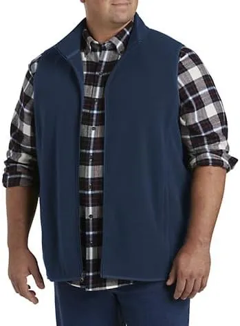 DXL Big + Tall Essentials Men's Big and Tall Full-Zip Polar Fleece Vest Navy 6XL