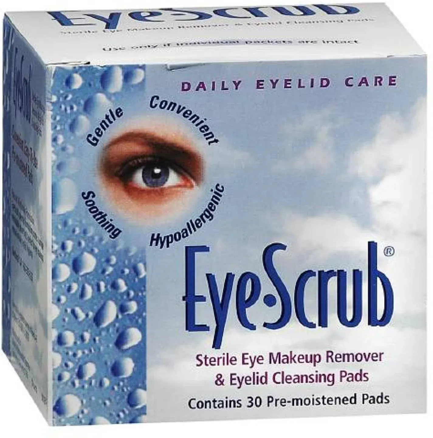 Eye Scrub Sterile Eye Makeup Remover & Eyelid Cleansing Pads 30 ea (Pack of 3)