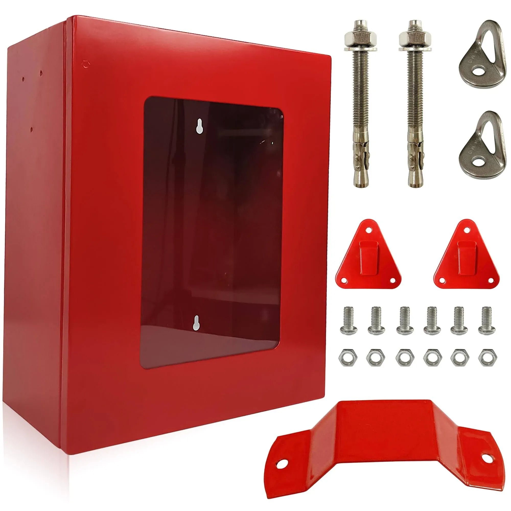 Cabinet for Fire Escape Ladder - Red Box for Fire Rescue Stuff - with Hooks for ...