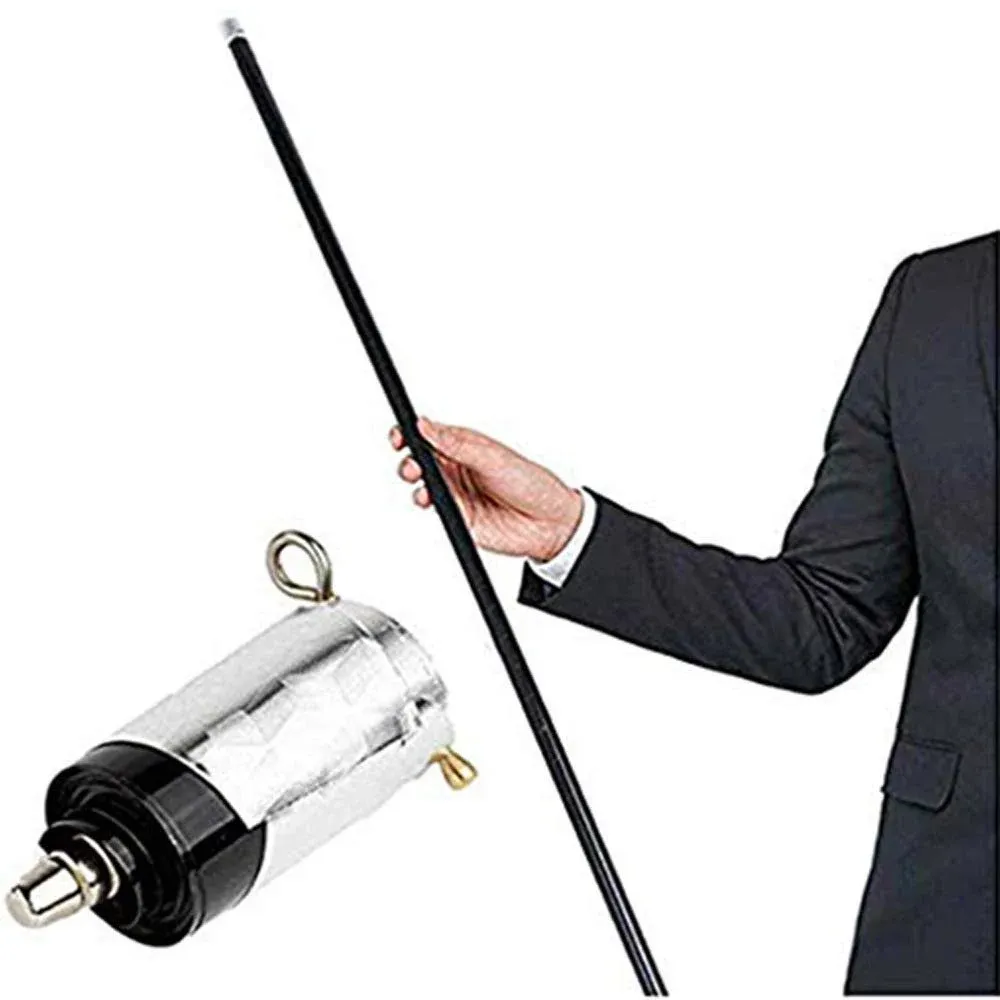 Black Magic Cane Metal Appearing Cane with Video Tutorial, Pocket Staff Magic Tricks (110cm, Black)