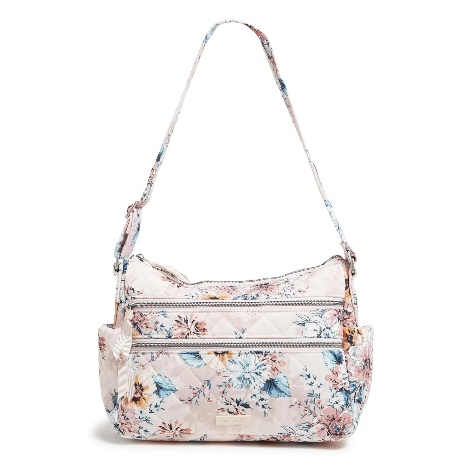 Vera Bradley : Triple Zip Shoulder Bag in Peach Blossom Bouquet