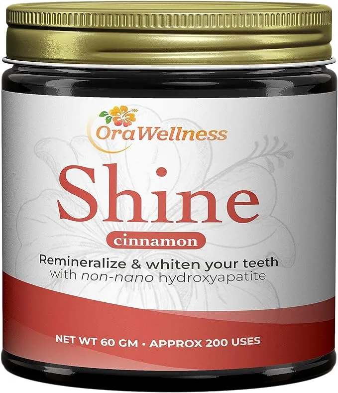 OraWellness Shine Remineralizing Natural Teeth Whitening Powder, Tooth Stain Remover and Polisher with Kaolin Clay Powder