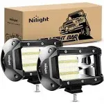 LED Light Bar Nilight 2pcs 5Inch 72W Flood Double Row 10800Lumens Driving Lights