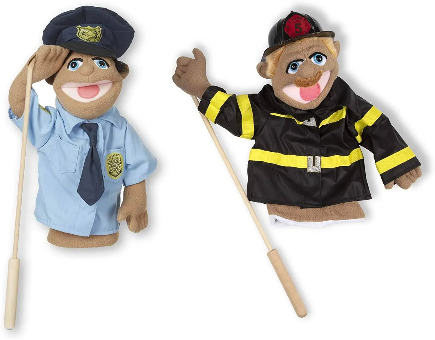 Melissa & Doug Rescue Puppet Set Police Officer and Firefighter