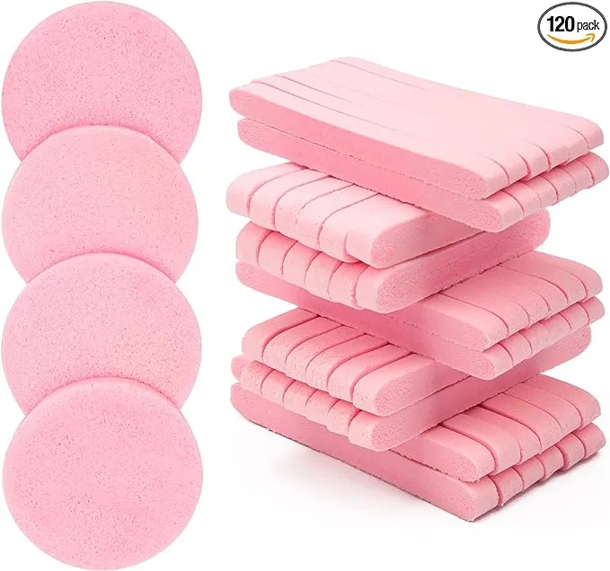 120 Pcs Facial Sponge Compressed, Luxiv Face Cleansing Sponge Estheticians Compressed Makeup Facial Sponge Round Wash Face Sponges for Women Compress Exfoliating Removal Sponge