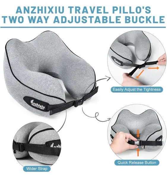 Travel Pillow- Neck Pillow Airplane, Size L for People Over 190, Unique Neck and Head Back Support Travel Pillow for Traveling Sleeping Airplanes,Memory Foam Filling, Grey