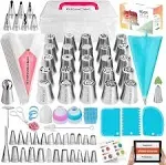 150PCs Russian Piping Tips for Cake Decorating - Piping Bags and Tips Set include 25 Extra Large Russian Tips,31 Icing Tips, 41 Pastry Bags & Other Frosting Tools for Cookie, Cupcake & Cake Decoration