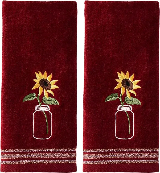 SKL Home by Saturday Knight Ltd. Sunflower In Jar 2 Pc Hand Towel Set, Wine