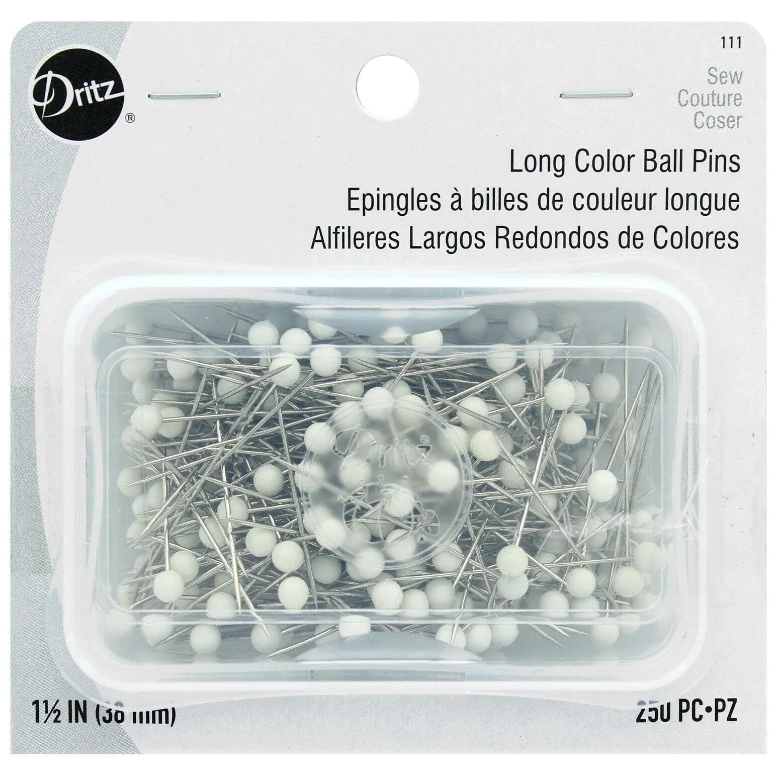 Dritz Long Color Ball Pins 250/Pkg