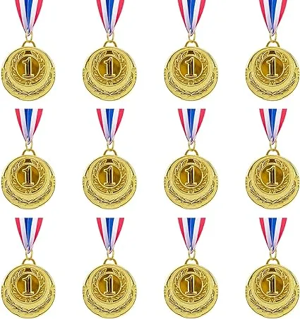 12 Pieces Gold 1st Place Award Medals-Winner Medals Gold Prizes for Sports, C...