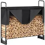 VEVOR 8.5FT Outdoor Firewood Rack with Cover, 102x14.2x46.1 in, Heavy Duty Firewood Holder & 600D Oxford Waterproof Cover for Fireplace, Patio, Indoor/Outdoor Log Storage Rack for 1/2 Cord of Firewood