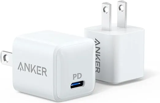 Anker [2-Pack] USB C Charger, Nano Charger 20W Powerport PD Durable Compact high Speed USB C Wall Charger, for iPhone 13/13 Mini/13 Pro/13 Pro Max/12