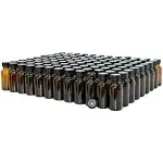 GlassBottleOutlet (108 Pack) 1 oz. Amber Boston Round with Black Poly Cone Cap