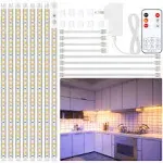 LAFULIT 8 PCS Under Cabinet Lighting Kit, Bright Under Cabinet Lights, Flexible Led Strip Lights with Remote and Power Adapter, for Kitchen Cabinets Shelf Desk Counter, 2700K Warm White, 13ft