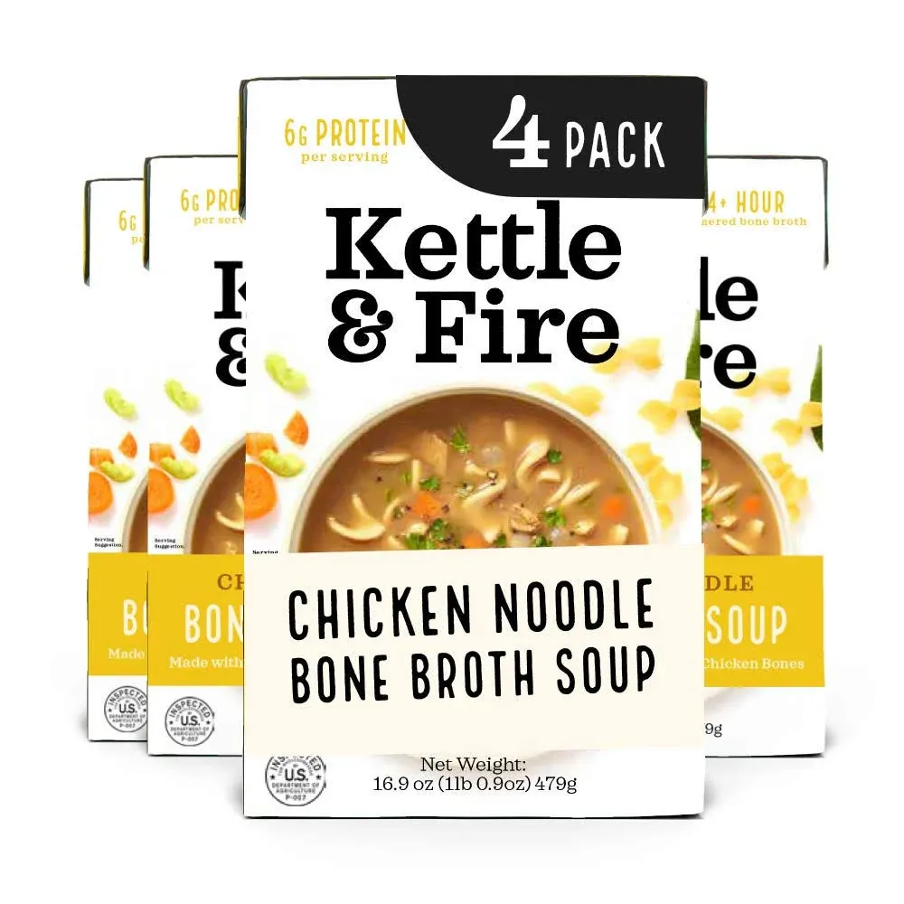 Kettle and Fire Chicken Noodle Soup with Bone Broth, Keto Friendly, High in ...