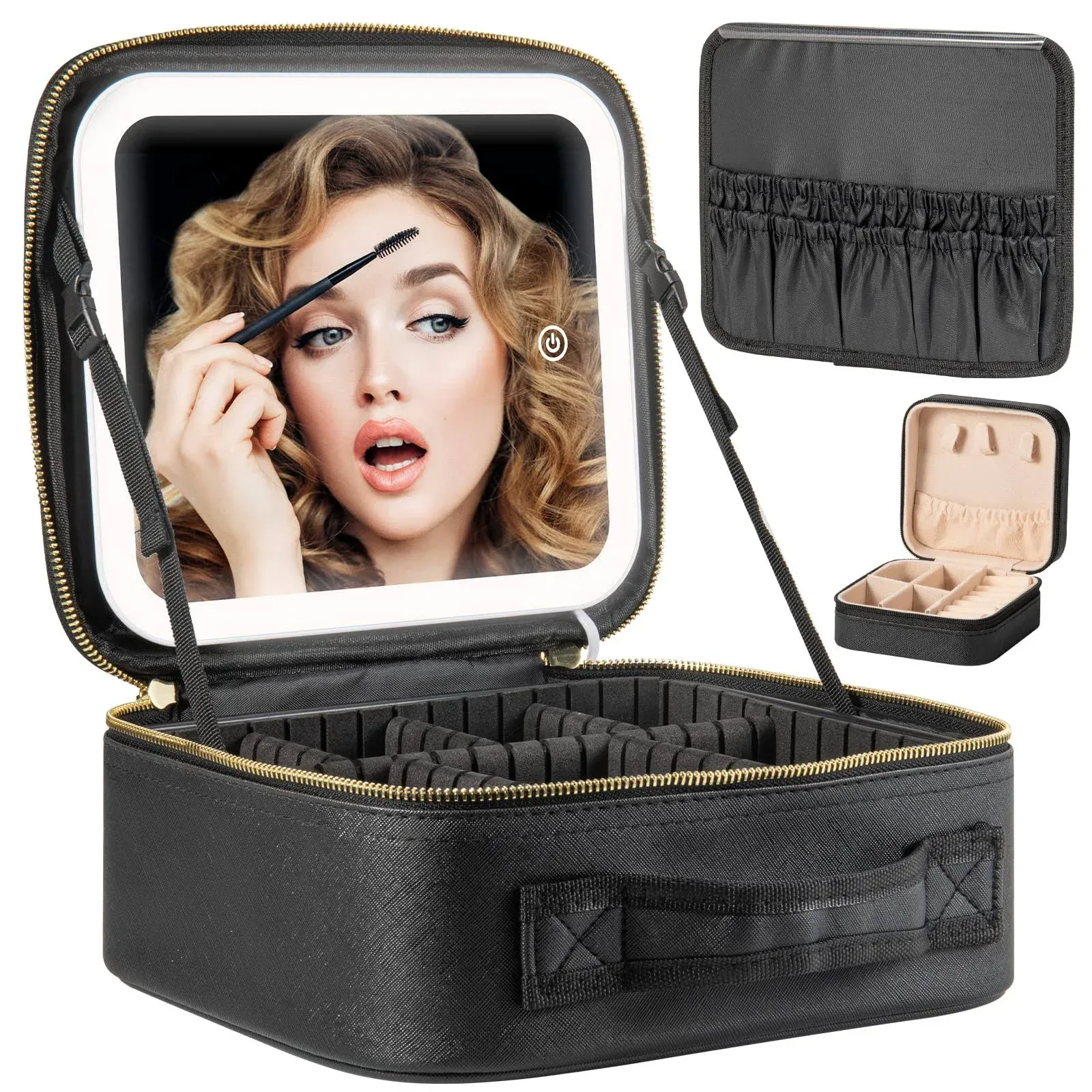 Extrei Gent Makeup Travel Train Case with Mirror LED Light 3 Adjustable Brigh...