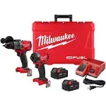 Milwaukee 3697-22 18V Lithium-Ion Brushless Cordless Hammer Drill and Impact Driver Combo Kit (2-Tool) with (2) 5.0Ah Batteries, Charger & Tool Case