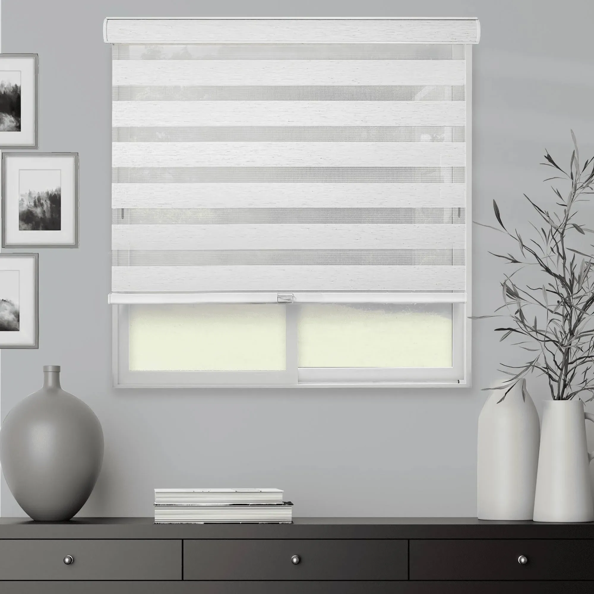 CHICOLOGY Zebra Roller Shade Window Zebra Blind Light Filtering Basic Natural 72 W X 72 H