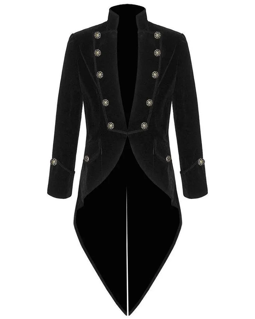 Men&#039;s Black Velvet VLADIMIR TUXEDO Jacket Tail coat Goth Steampunk Victorian