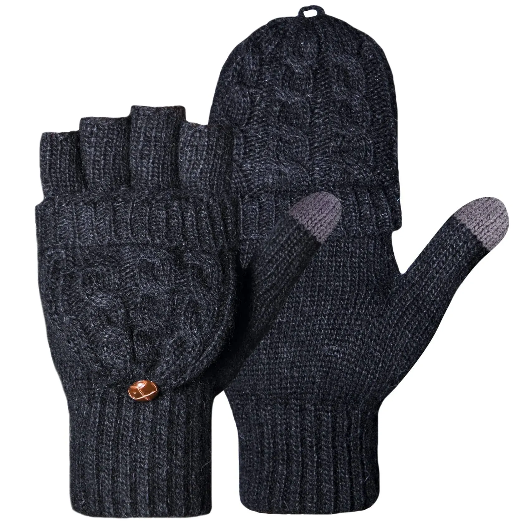 Loritta Winter Gloves Warm Knit Flip Fingerless Gloves Mittens for Women