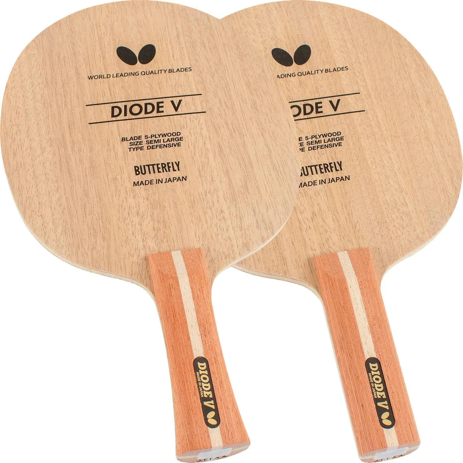 Butterfly Diode V Table Tennis Blade - All-Wood Chopper/Modern Defender Blade - Diode V Blade - Professional Table Tennis Blade - Available in FL and ST Handle Styles - Made in Japan