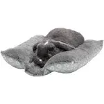 FurHaven Plush Fur & Diamond Print Cuddle Loaf Bed - Small, Gray