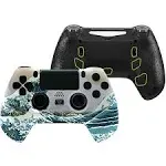 eXtremeRate The Great Wave Decade Tournament Controller (DTC) Upgrade Kit for PS4 Controller JDM-040/050/055, Upgrade Board & Ergonomic Shell & Back Buttons & Trigger Stops - Controller NOT Included