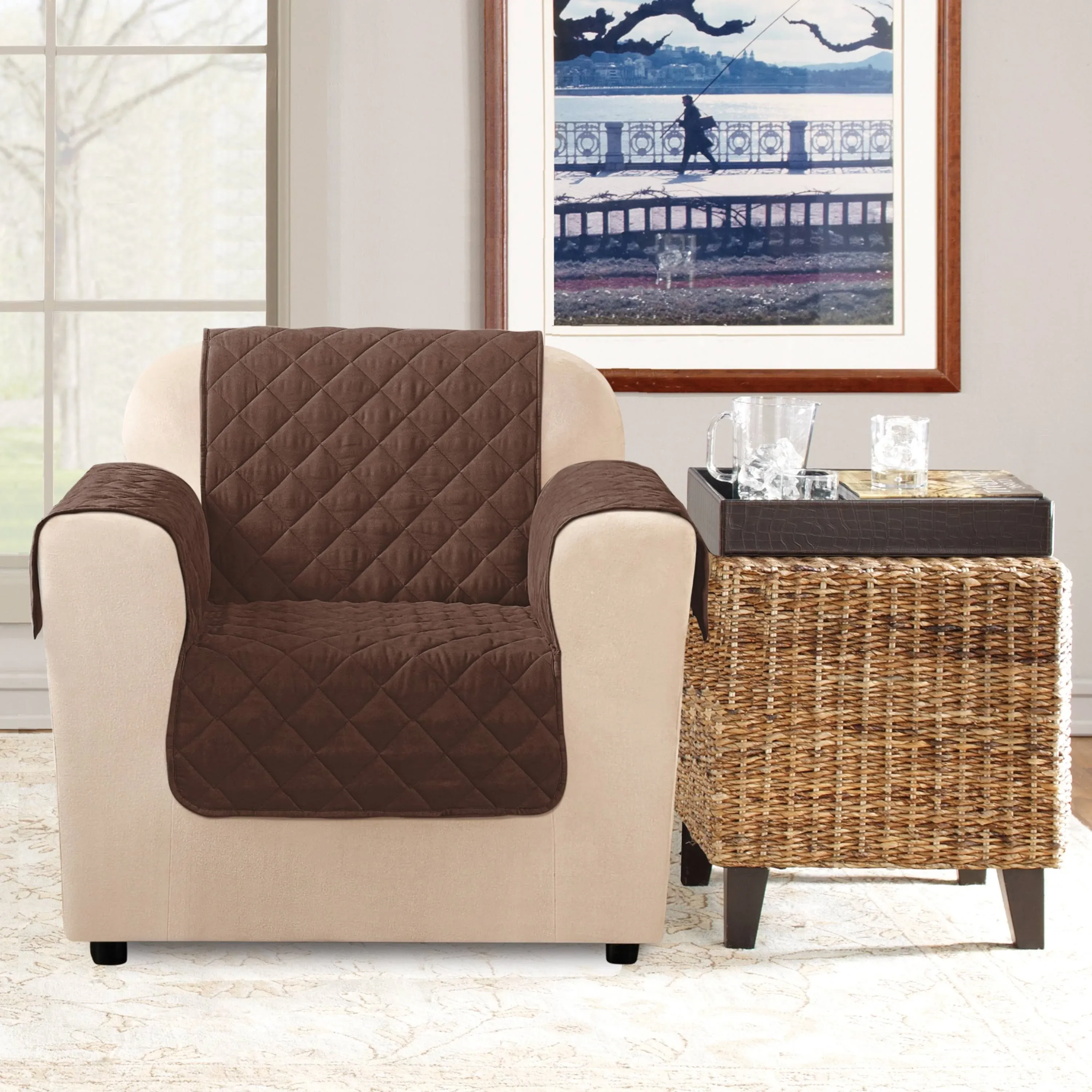 SureFit Chocolate Nonslip Recliner Chair Cover - SF48291 | Blain's Farm & Fleet