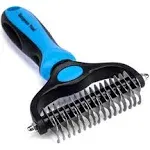 Maxpower Planet Pet Grooming Brush - Double Sided Shedding, Dematting Undercoat Rake for Dogs, Cats - Extra Wide Dog Grooming Brush, Dog Brush for