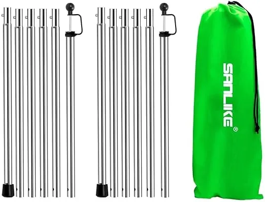 SAN LIKE Tarp Poles Adjustable Heavy Duty 90 in Camping Tent Poles for Tarp Portable Telescoping Tent Poles for Awnings Canopy Rain Fly Shelter Set of 2